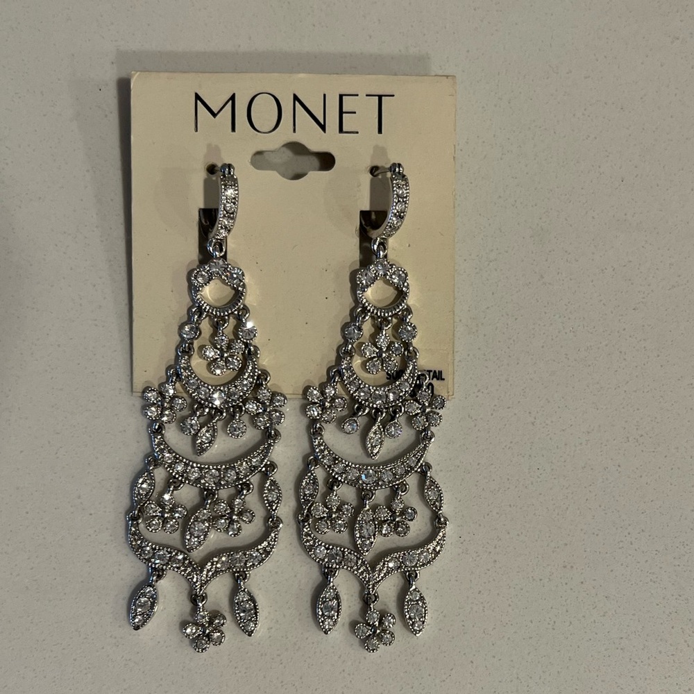 Monet Silver Dangle Earrings